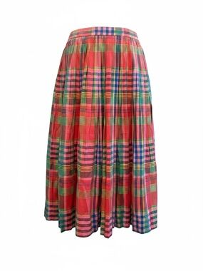 J.Crew Multicolor Plaid Metallic Pleated Midi Skirt Size 4 Preppy